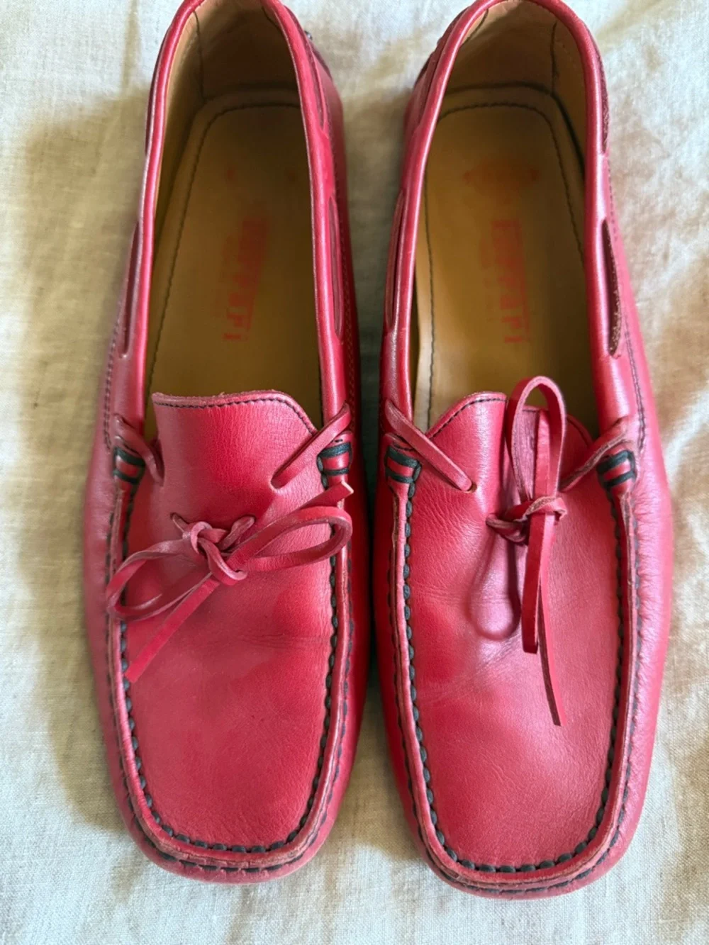 Tod's Red Leather Women's Driving Loafers - Picture 1 of 6